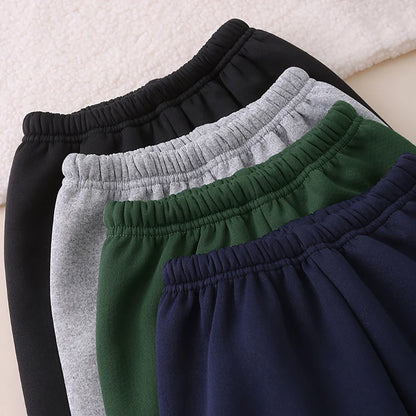Autumn And Winter Children's Plush Warm Sports Casual Pants For Boys And Girls Solid Color Fashion Thick Windproof Harun Pants
