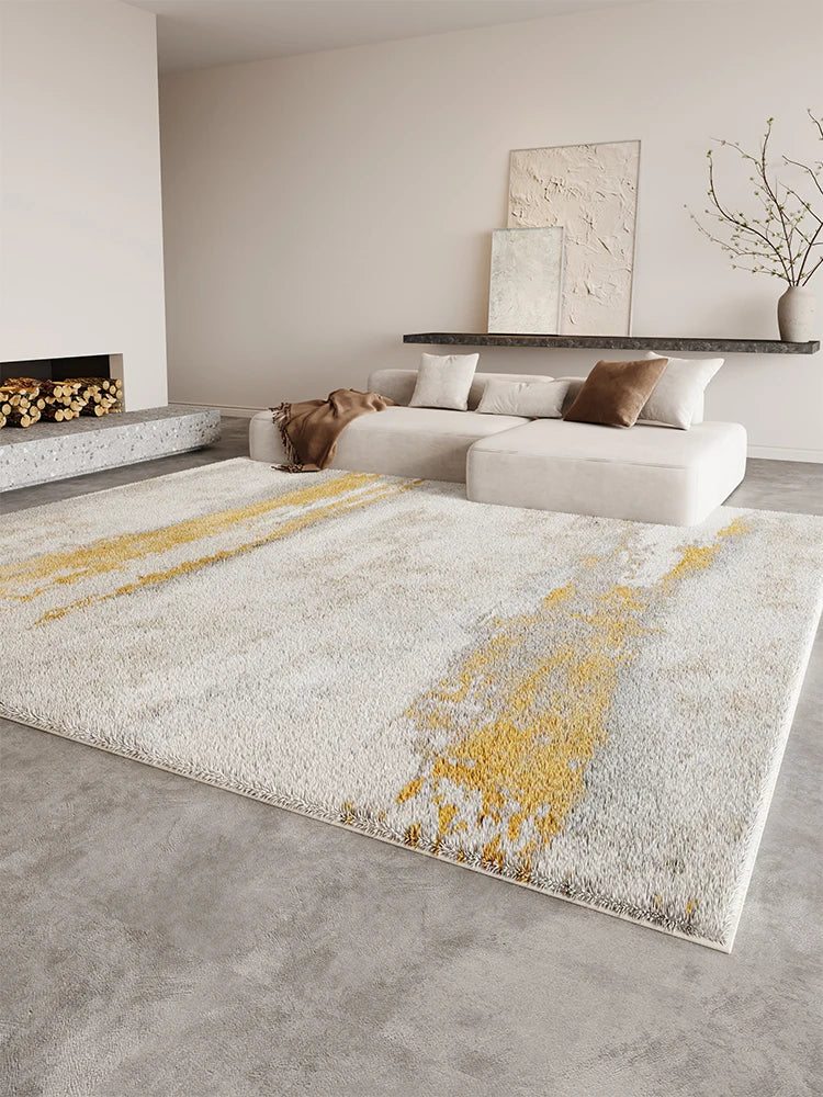 Fluffy Soft Cloakroom Rug Cream Style Living Room Decoration Line Carpet Large Area Rugs for Bedroom Home Thick Plush Floor Mat