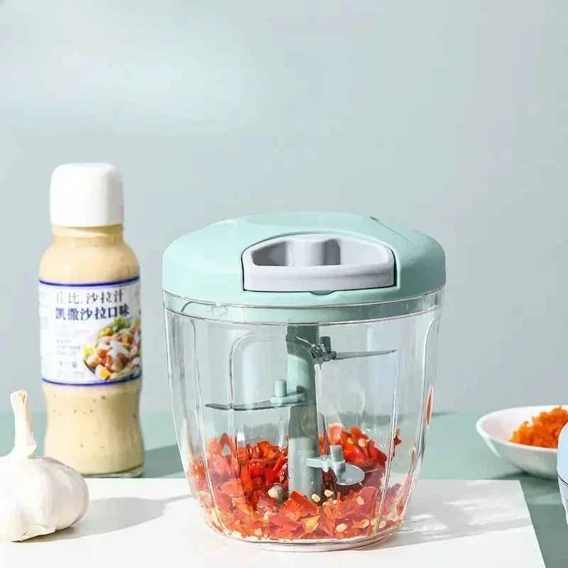500/900ML Rope Grinder Vegetable Cutter Kitchen Garlic Puller Minced Garlic Chili Fruit Puree Garlic Mixer Rotary Food Processor