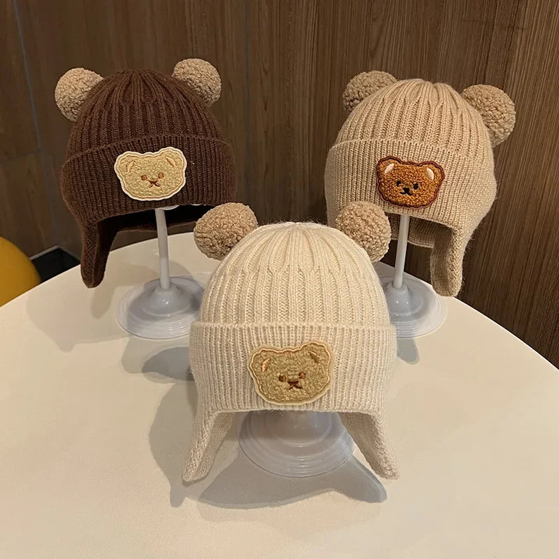 Wool Bear Ear Protection Winter Hat