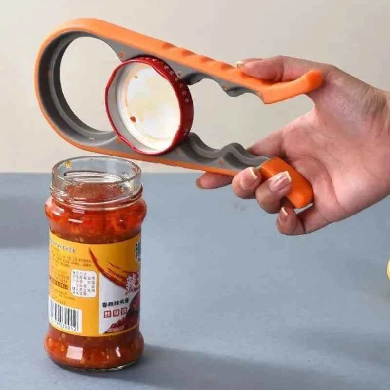 4-in-1 Easy-Grip Jar Opener & Bottle Opener, Non-Slip Lid Twist Off Tool – Effortless Kitchen Gadget for Seniors & Home Use