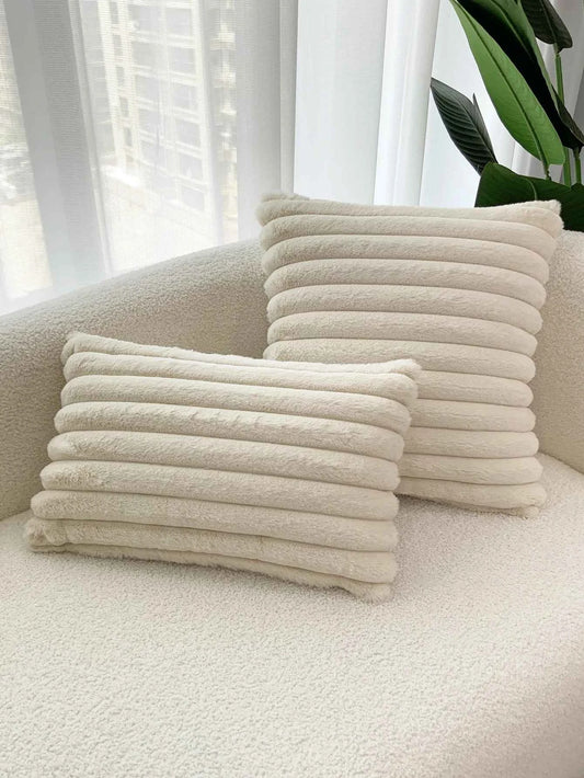 BUYNOW 1PC Faux Rabbit Fur Plush Pillow Cover 30x50cm Soft Flufy Striped Cushion Cover 45x45cm Home DecorPillow Cover For Sofa