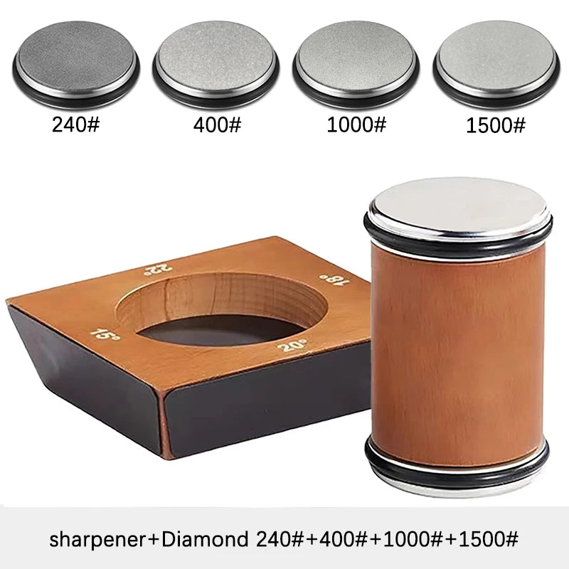 New Wooden【4 Angle】Rolling Knife Sharpener 15/18/20/22° Roller Sharpeners Professional Grinding System Diamond Sharpening Stone