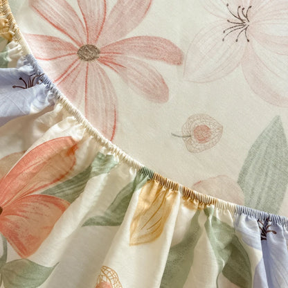 Fashion Flower Print Fitted Sheet, 100% Cotton