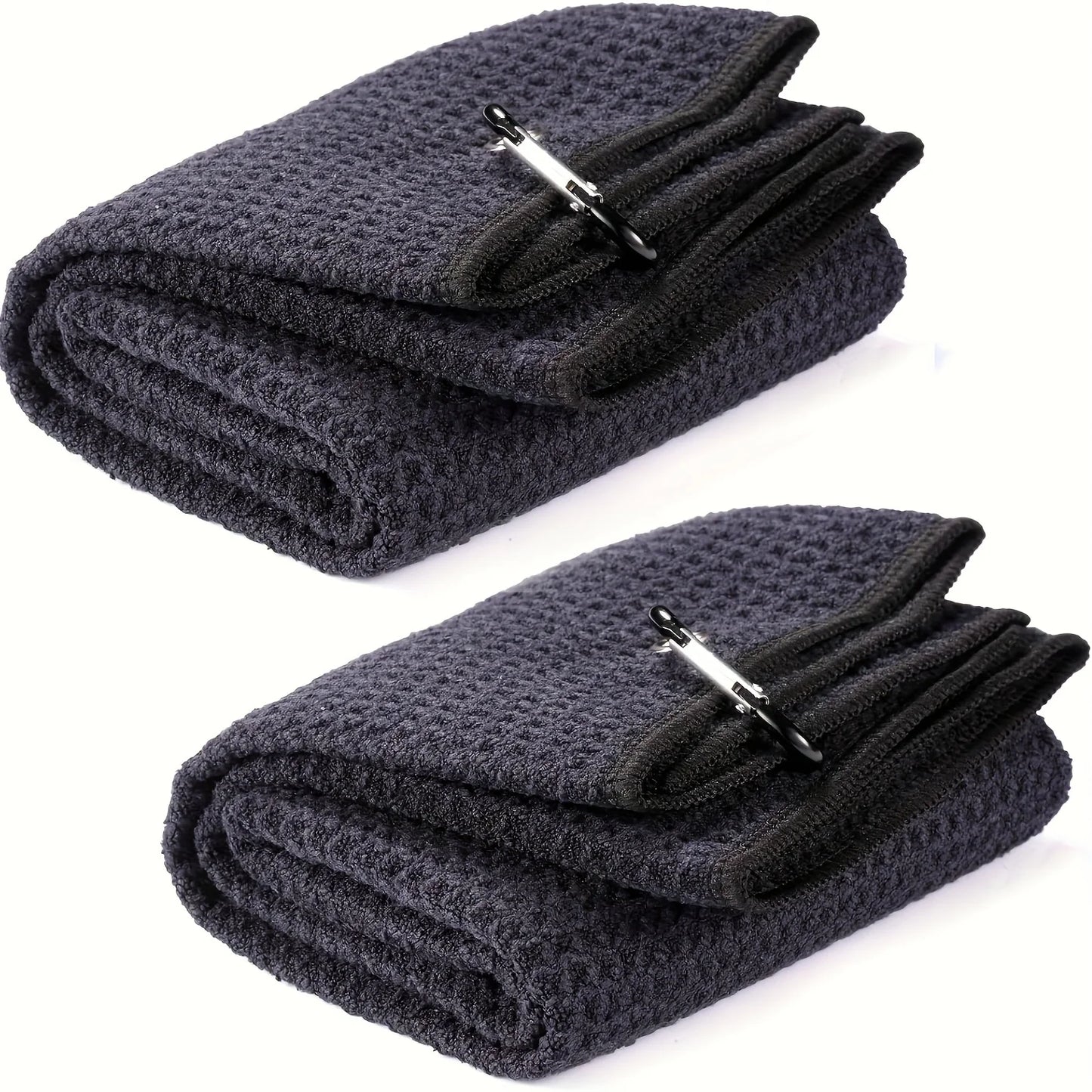 2pcs (30x50cm)2Pack Two-fold Golf Towels for Golf Bags- Waffle Patterned