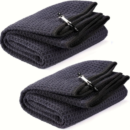 2pcs (30x50cm)2Pack Two-fold Golf Towels for Golf Bags- Waffle Patterned