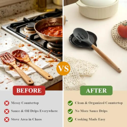 Silicone Spoon Rest and Spatula Holder for Stove Top
