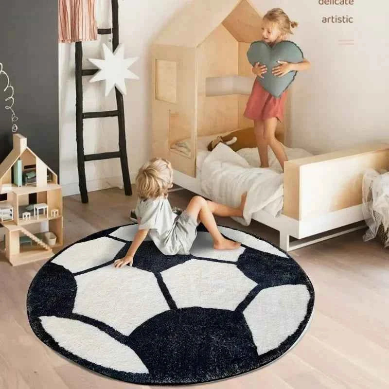 Imitation Cashmere Round Floor Mat Football Small Carpet Baby Room Bedroom Living Room Bathroom Carpet Children Crawling Mat