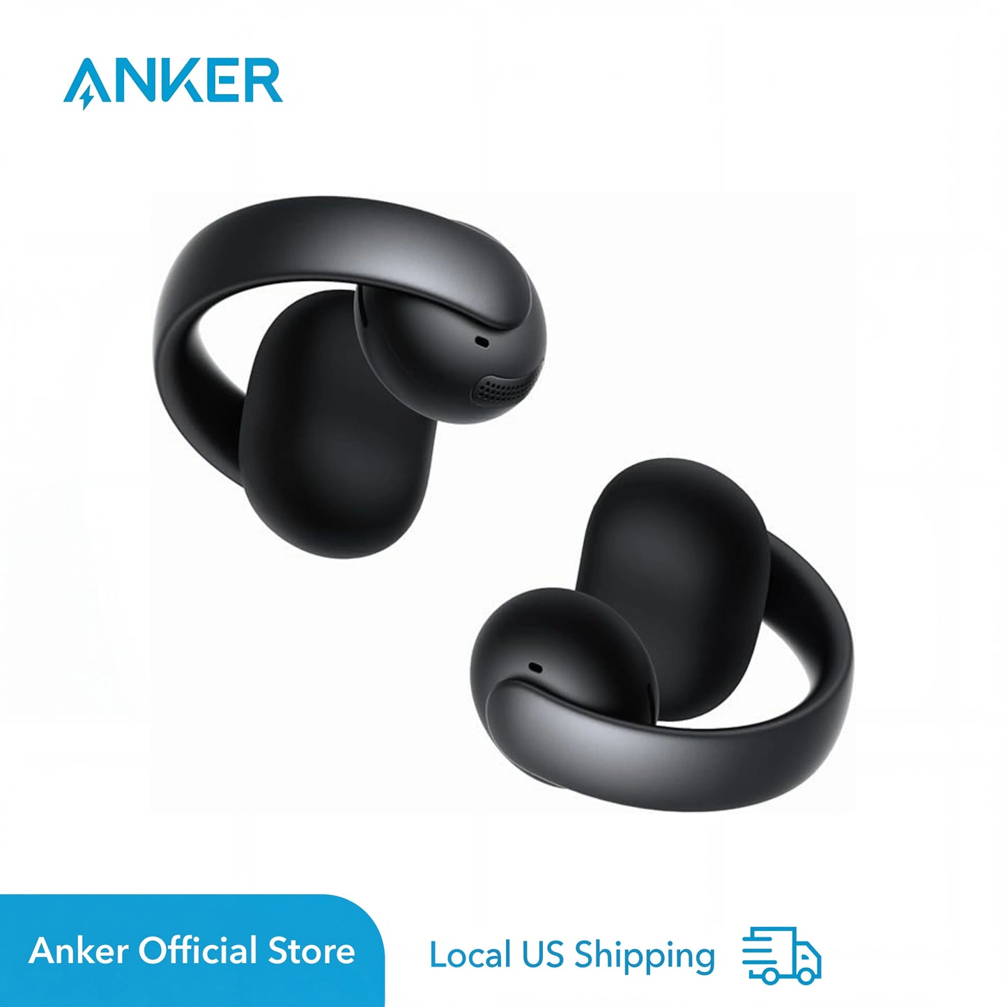 Soundcore AeroClip by Anker – Open-Ear Clip-On Earbuds, Hi-Res Audio, 4-Mic AI Calls (Refurbished)