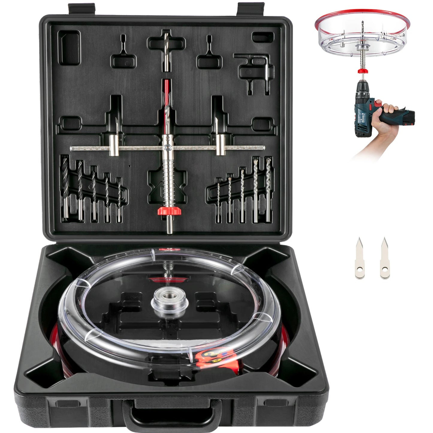 Adjustable Steel Hole Saw Cutter Kit 40-200mm with Shield Hole Cutter Drill Bit DIY Tool Sheetrock Veneer Slate