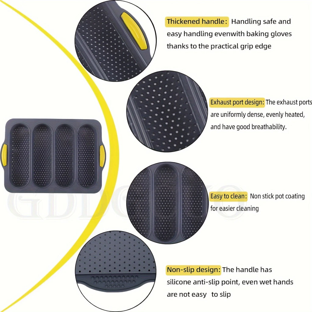 4 Grids Silicone Cake Mold Bread Baking Mold Bread Pan Baguette Baking Tray No Stick Loaf Pan Bread Toast Mould Pastry Tools