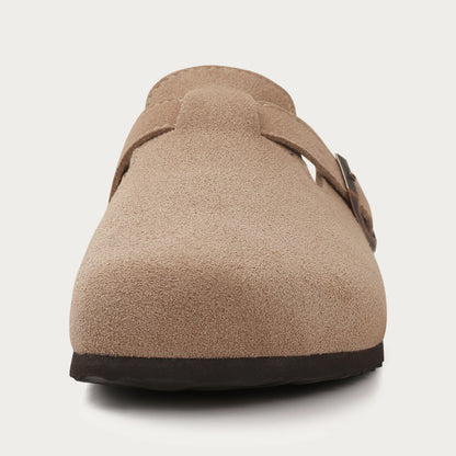 Men’s Suede Clogs — Soft Leather Cork Sandals with Arch Support