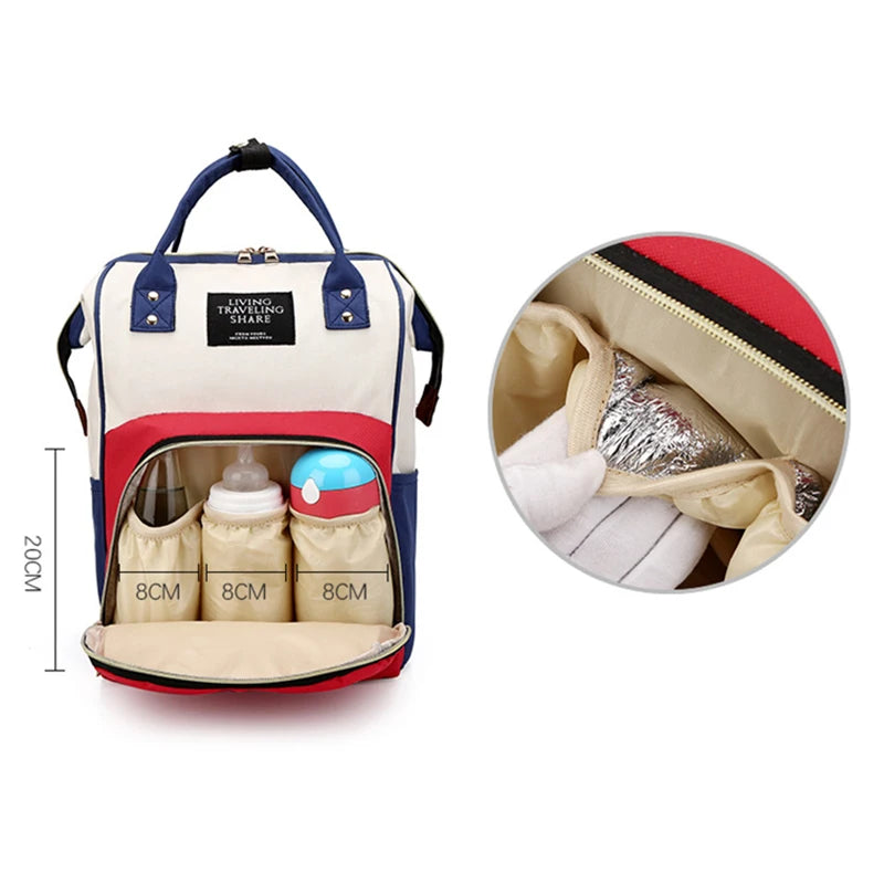 Large Capacity Canvas Diaper Bag, Thermal Insulation