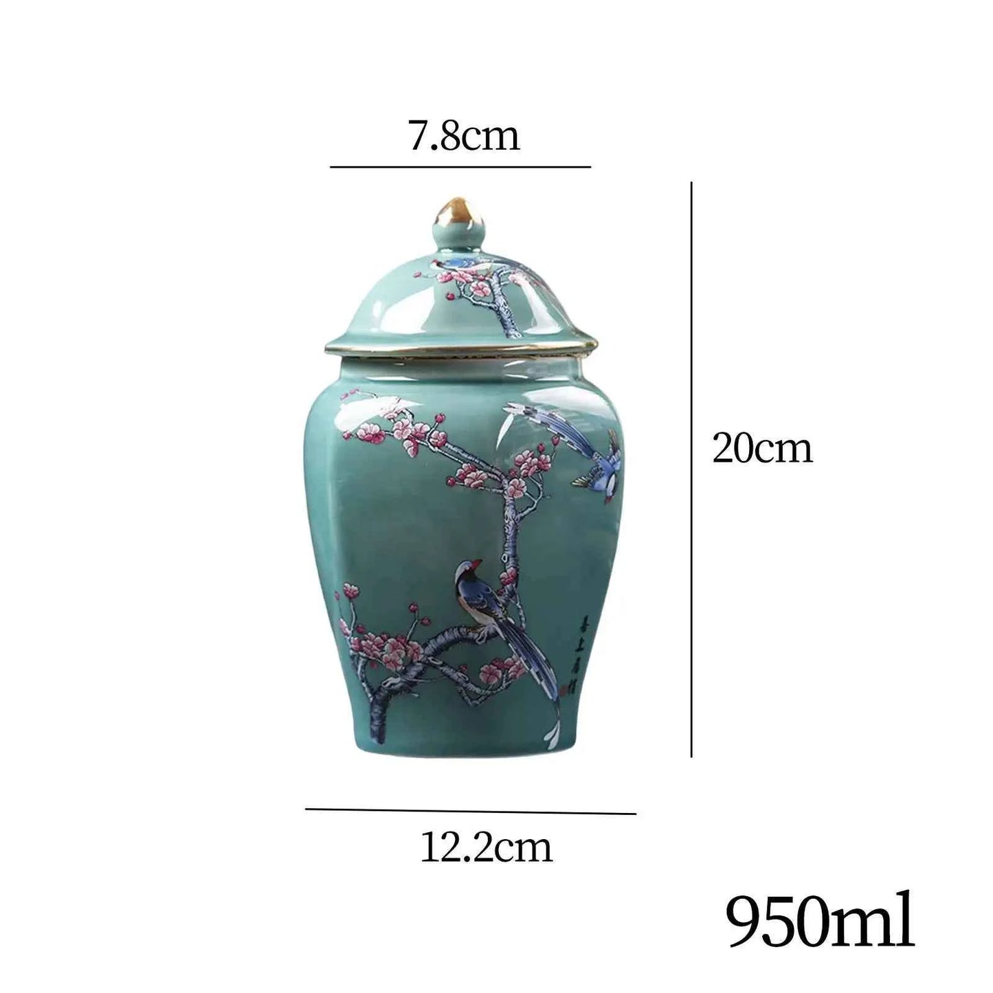 Chinese Style Ceramic Ginger Jar Oriental Style Dried Flower Vase Glazed