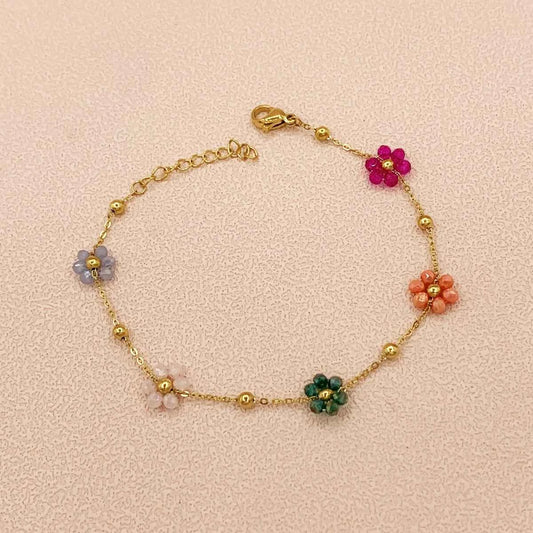 1 Boho style women's 18K gold plated colorful beaded bracelet Valentine's Day Ramadan gift