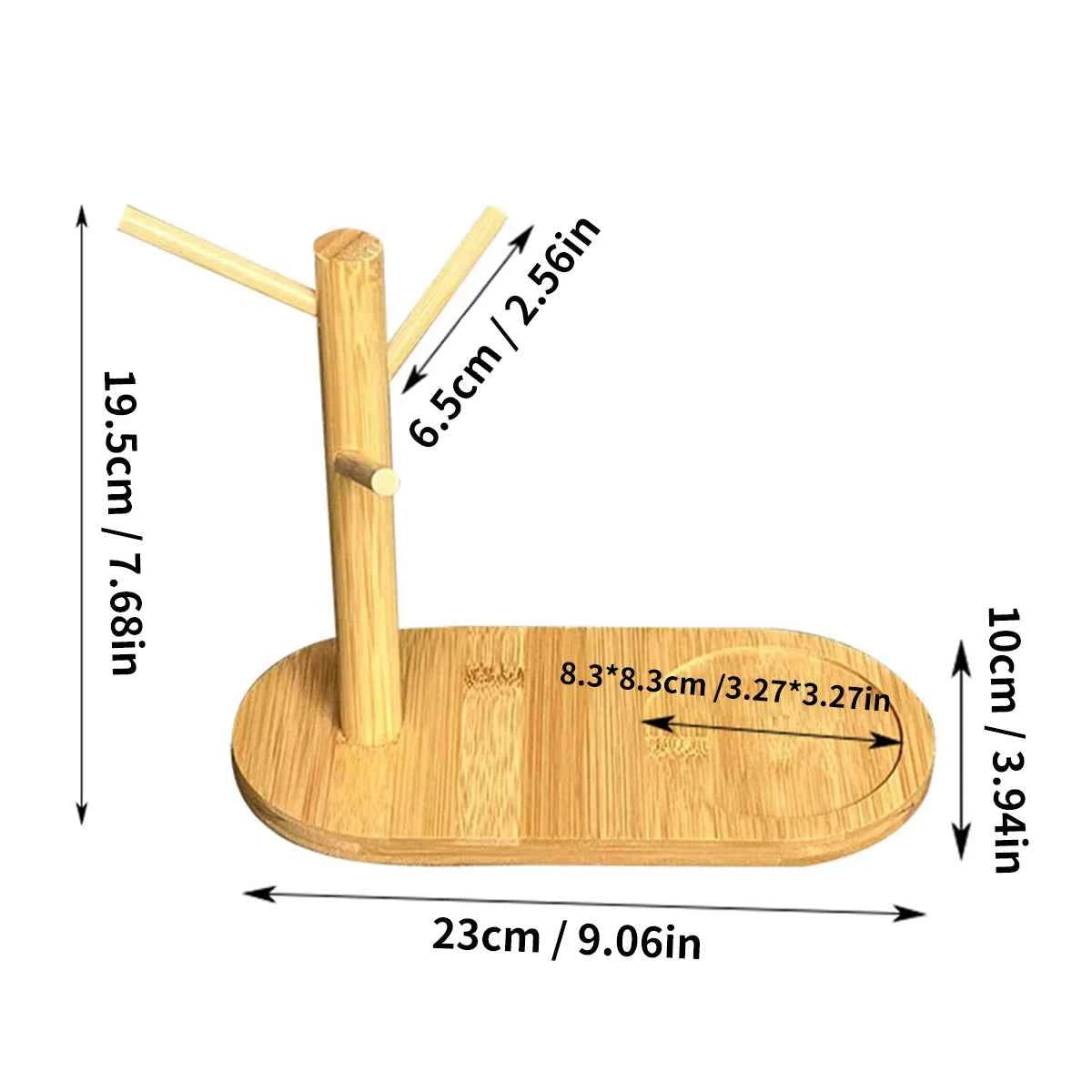 Mug Tree Holder - Bamboo Coffee Cup Rack with 3/6 Hooks, Non-Slip Kitchen Organizer for Counter, Perfect for Home & Cafe Decor
