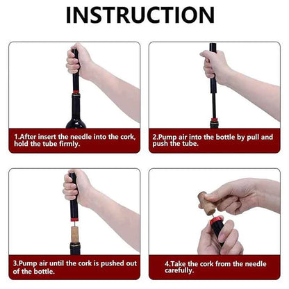 Wine Opener Air Pump Wine Bottle Opener Stainless Steel Pin Cork Remover Air Pressure Corkscrew Kitchen Tools Bar Accessory