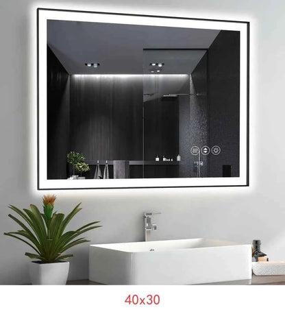 72x36 Inch Frameless Smart LED Bathroom Mirror with Touch Control and Anti-Fog Feature