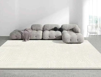 Modern White Minimalism Large Living Room Carpet Light Luxury Beige Decoration Bedroom Carpet Soft Lounge Rug Washable Floor Mat