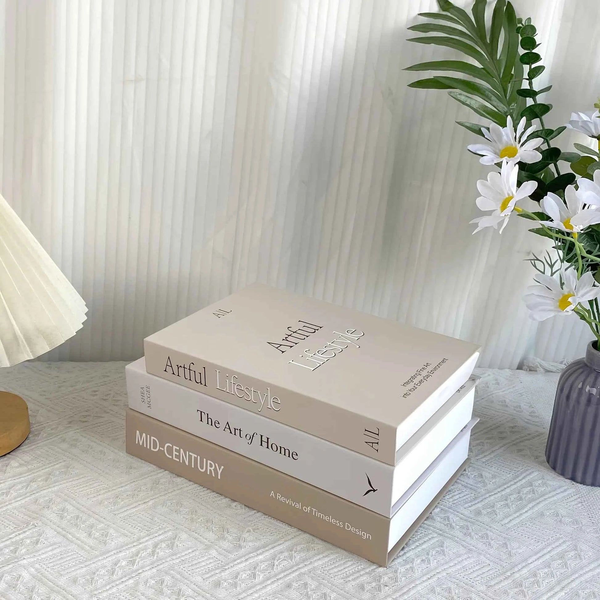 3 pieces of home decoration paper fake books, exquisite simulation books, brown, white and beige home desktop decoration,bedside