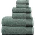 6-Piece Cotton Towel Set: 2 Bath, 2 Hand, 2 Washcloths - Jade