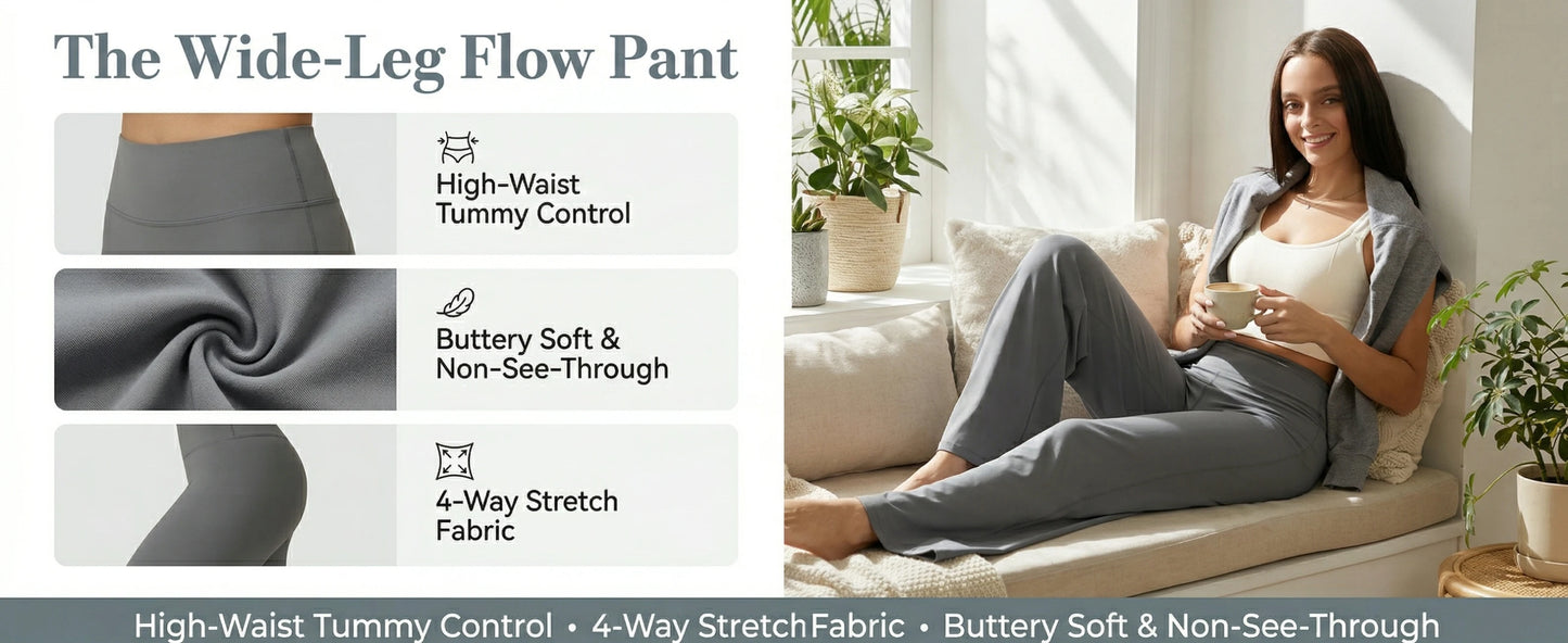 Women’s High Waist Wide Leg Yoga Pants — Tummy Control Flare Leggings