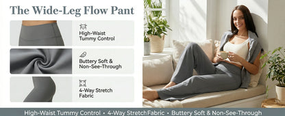 Women’s High Waist Wide Leg Yoga Pants — Tummy Control Flare Leggings