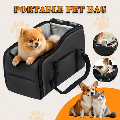 Portable Pet Car Seat with Safety Leash, Up to 12 lbs