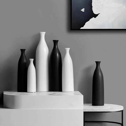Black and White Ceramic Vase Decoration Modern Creative Simple Flower Arrangement Table Living Room Home Soft Decoration