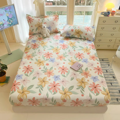 Fashion Flower Print Fitted Sheet, 100% Cotton