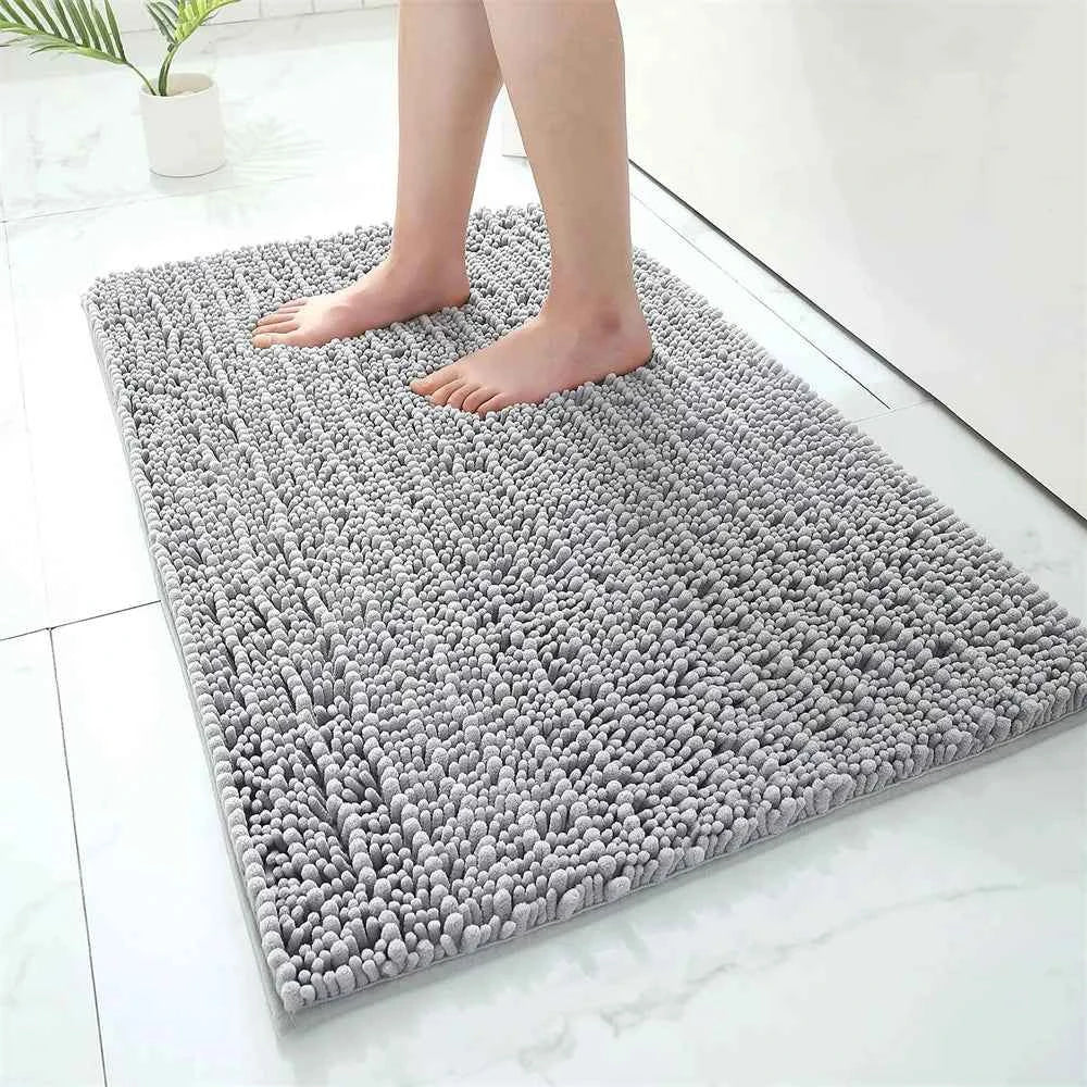 Olanly Chenille Bathroom Rug Extra Soft Shaggy Bath Mat Non-Slip Bathroom Floor Mat Water Absorbent Plush Microfiber Rugs Shower