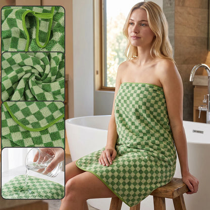 4-Piece Towel Set, 2 Bath Towels + 2 Hand Towels, Checkerboard Pattern