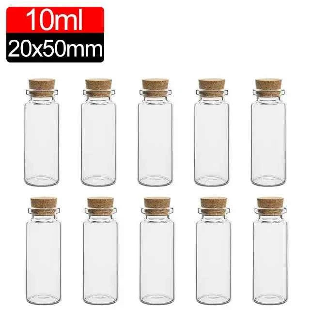 50/10PCS MIni Glass Bottles with Cork Stoppers DIY Decoration Mini Glass Vials Cork Message Glass Vial Wishing Bottles Wholesale