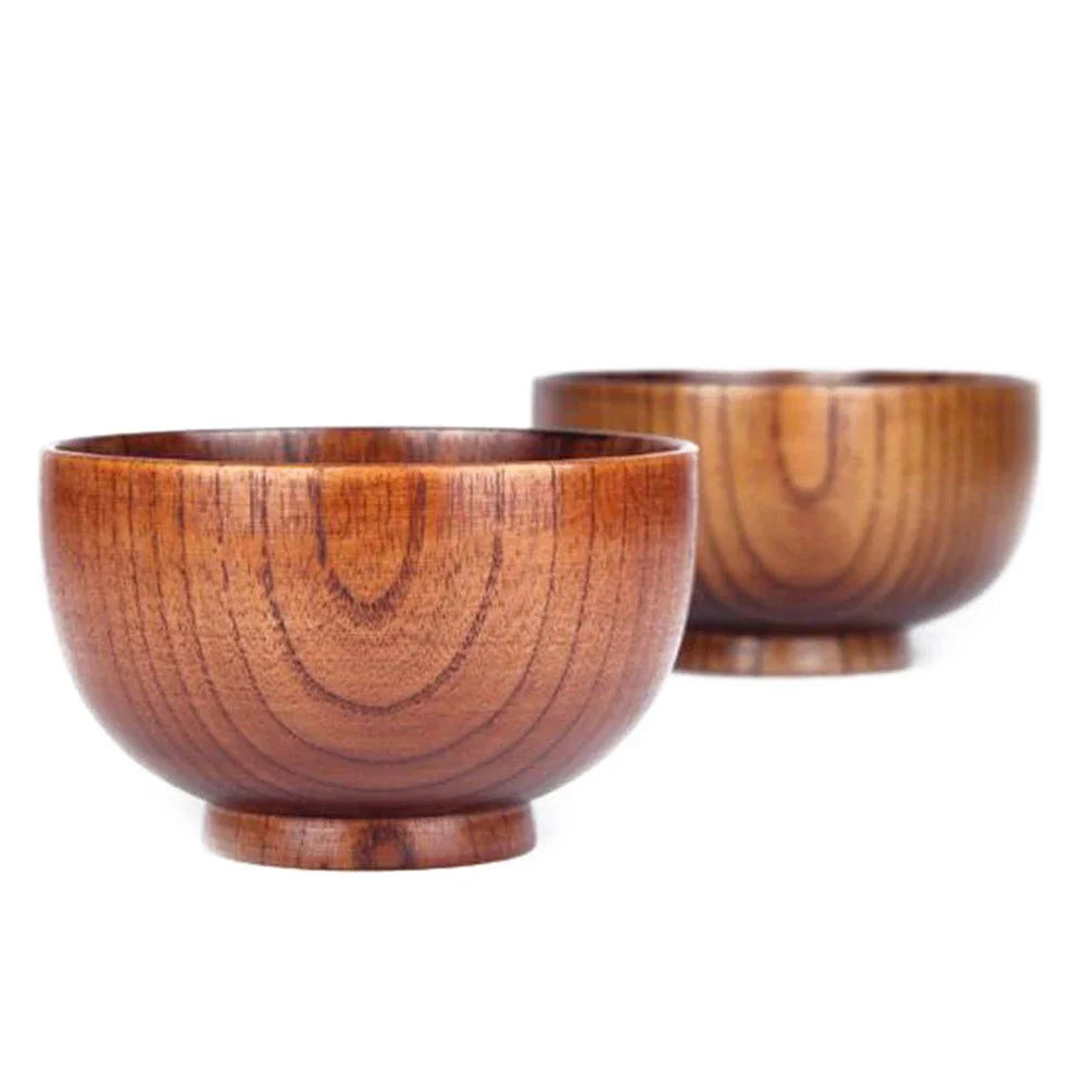 Wooden Bowl Japanese Style Soup Salad Rice Sugar Natural Coconut Grinding Tableware Food Utensil Kitchen Ramen Noodles Dinner