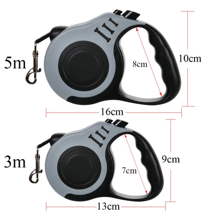 Retractable Dog Leash — Strong Nylon 3m/5m Lead for Small, Medium & Large Dogs & Cats