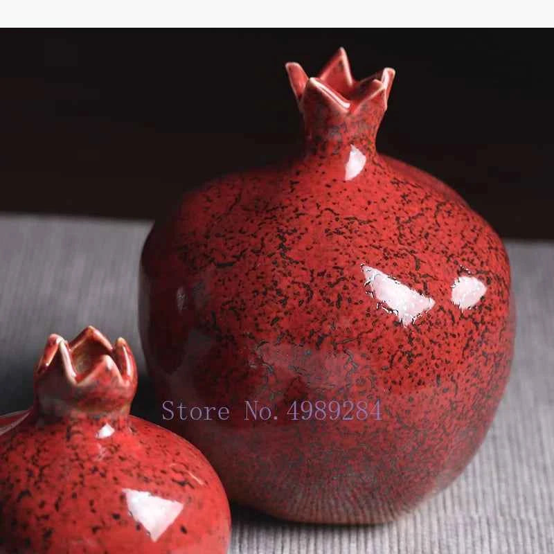 Creativity Ceramic Vase Red Pomegranate Flower Arrangement Accessories Flower Vase Decorative Ornaments Modern Home Decoration