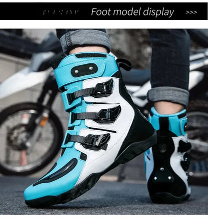 New Waterproof Men's Dirt Bike Shoes Men's Motorcycle Boots New Comfortable Leather Protective Boots Anti-slip Wear-resistant
