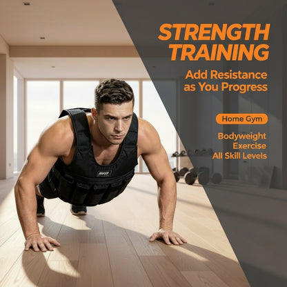 Adjustable Weighted Vest for Men And Women, Heavy Duty Weighted Vest, Black Oxford Fabric, for Strength Training, Cardio - Ergonomic Design, Muscle Building, Running Gear, Outdoor Fitness (Weight Plates Not Included)