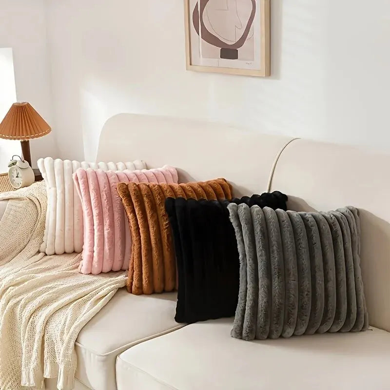 Striped Corduroy Pillow Case, Gray, Multi-Room Use