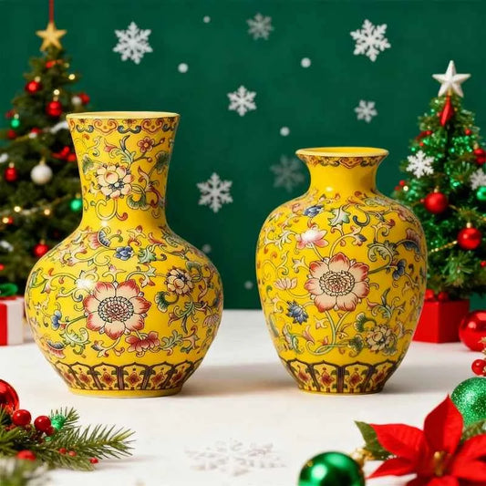 Antique Flower Vase Handicraft Porcelain Bottle Home Decor Vintage Ceramic Vase Flower Receptacle Room Decoration Christmas Gift