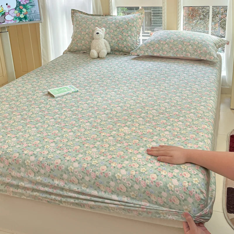 Fashion Flower Print Fitted Sheet, 100% Cotton