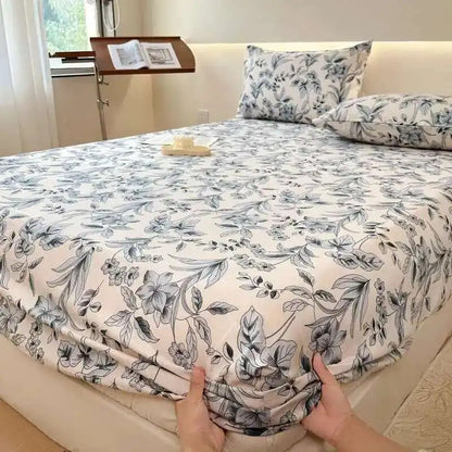 Floral Print Fitted Sheet, Elastic Edge, Queen/King