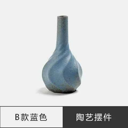 Japanese Zen Vintage Ceramic Vase Dried Flower Arrangement Flower Craft Ornament Table Top Irregular Threaded Vase Ornament Gift