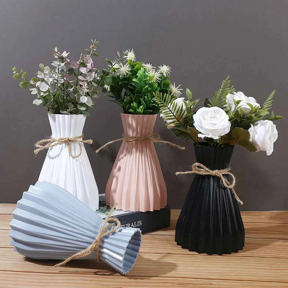 Creative Origami Vase European Pleated Vase Plastic Waist Folding Flower Vase Folding Paper Style Dry Flower Bottle Modern