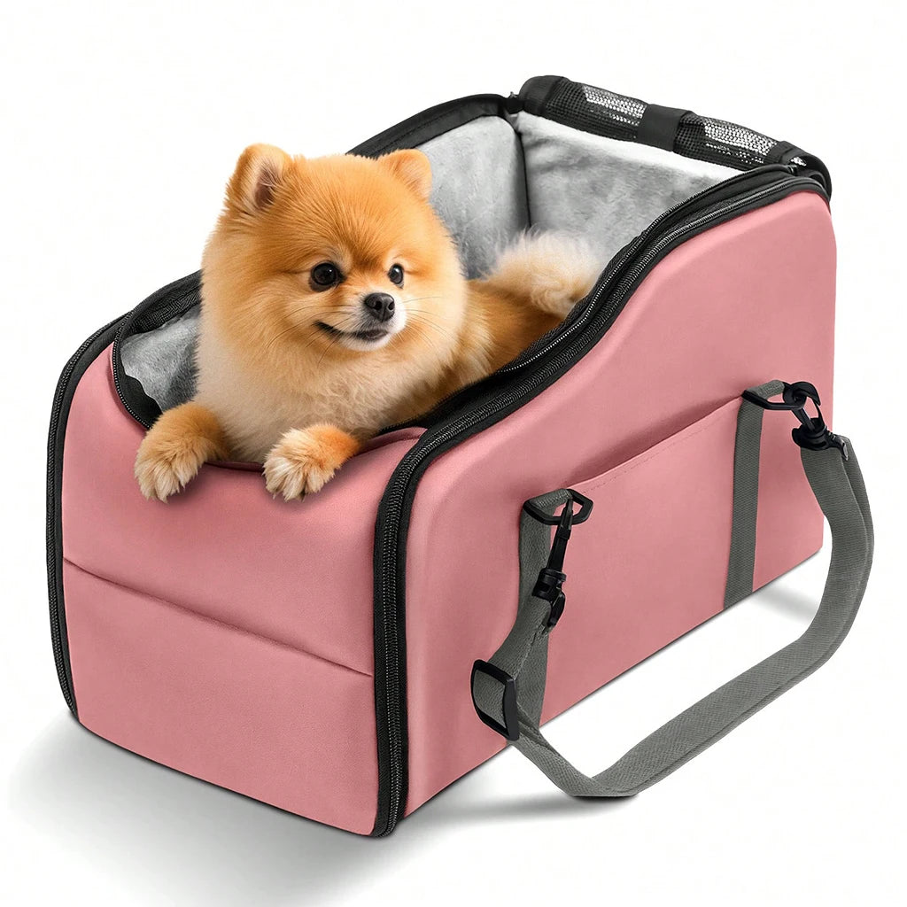 Portable Pet Car Seat with Safety Leash, Up to 12 lbs