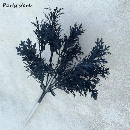 Black Halloween Artificial Plant Leave Branch Bamboo Dahlia Wedding Party Floral Material Home Table Vase Decor Accessories
