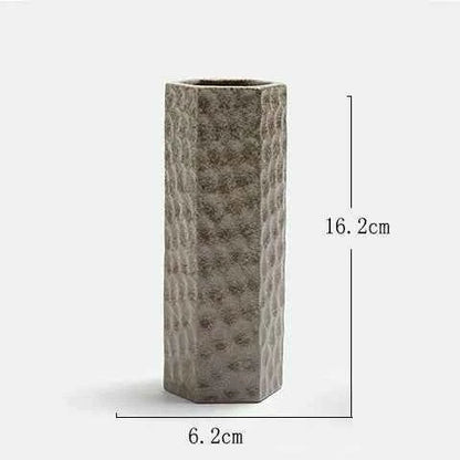Japanese Zen Vintage Ceramic Vase Dried Flower Arrangement Flower Craft Ornament Table Top Irregular Threaded Vase Ornament Gift
