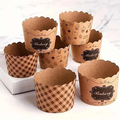 50pcs, Heat-Resistant Kraft Paper Muffin Cups for Baking and Serving - Small Kitchen Accessories for Cakes, Pastries, and More