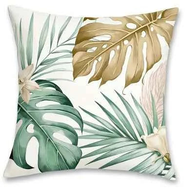 Tropical leaf pattern pillowcase, sofa bedroom cushion cover, single-sided printing, without pillow core
