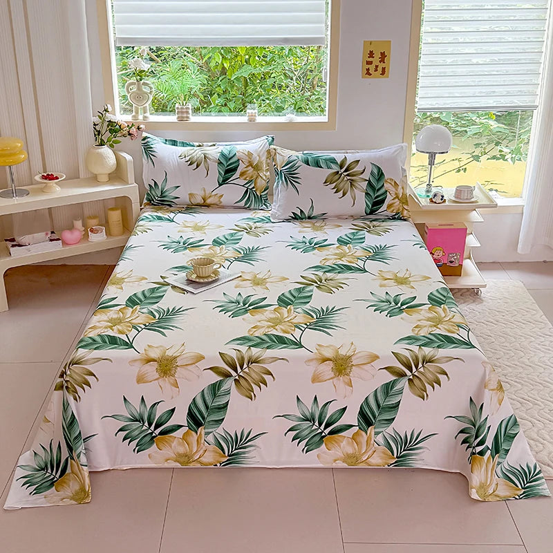Floral Printed Flat Top Sheet | Single, Queen, King